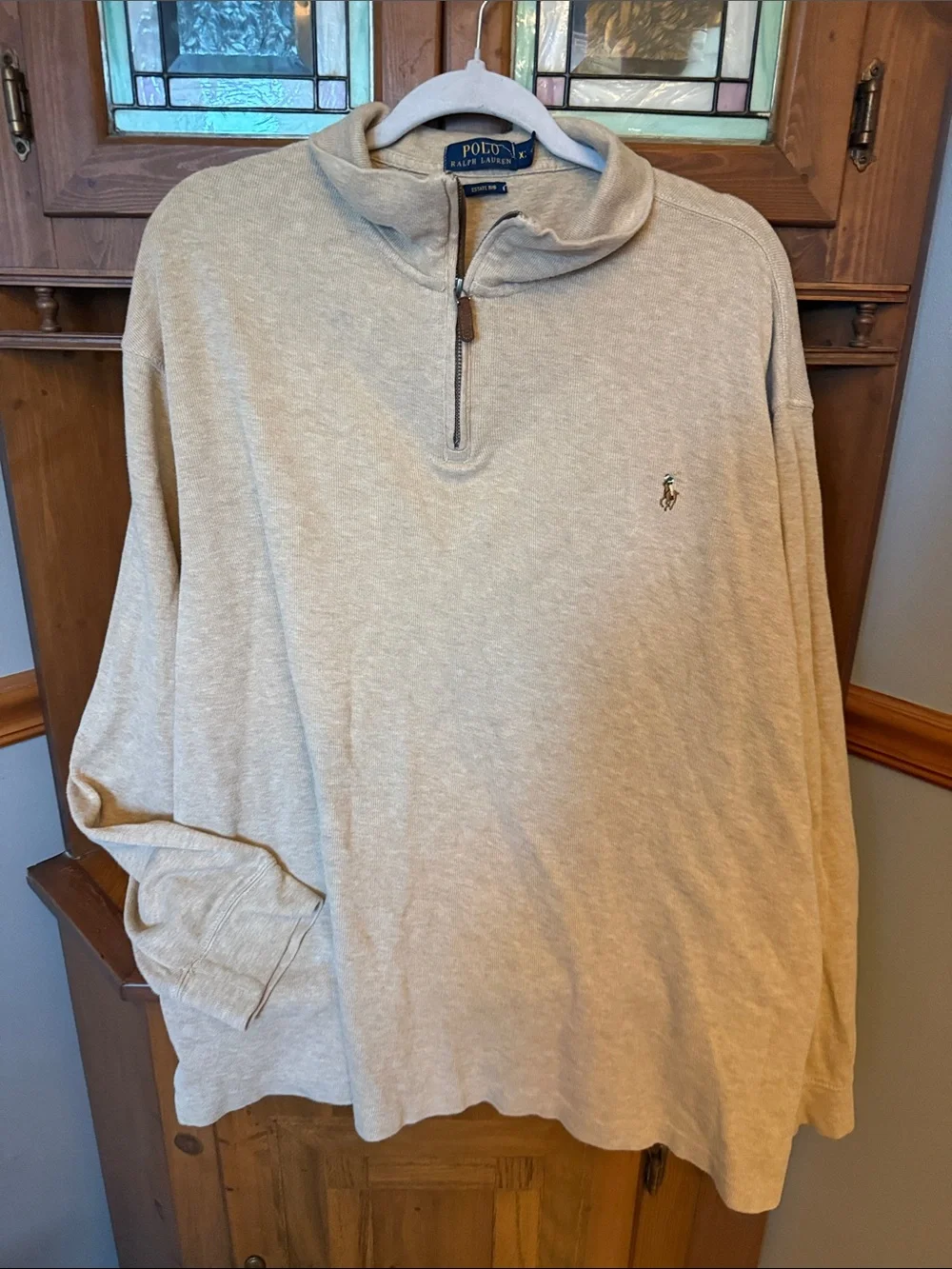 Polo by Ralph Lauren Men's Half-Zip Pullover Sweater in Light Beige